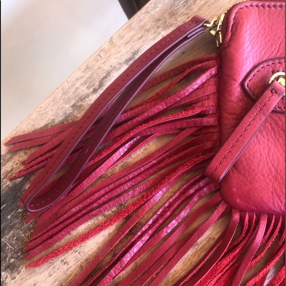 RALPH LAUREN Red Leather Western Southwestern Fringed Wristlet Clutch NEW! RARE! - Picture 12 of 12